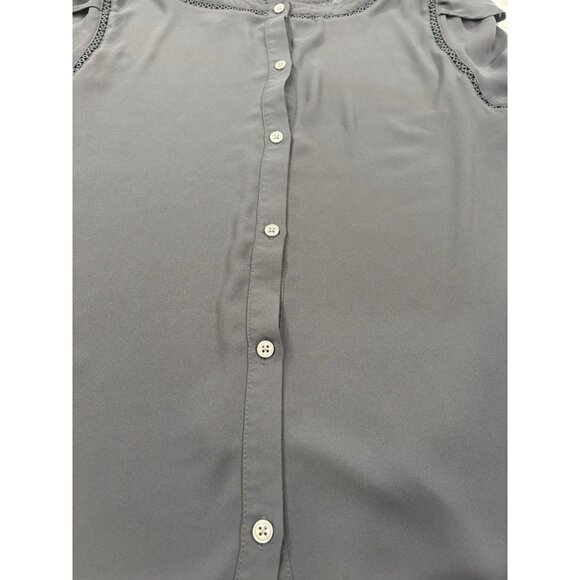 Women’s LOFT Dark Gray Blouse Short Sleeve Size L - Picture 5 of 7